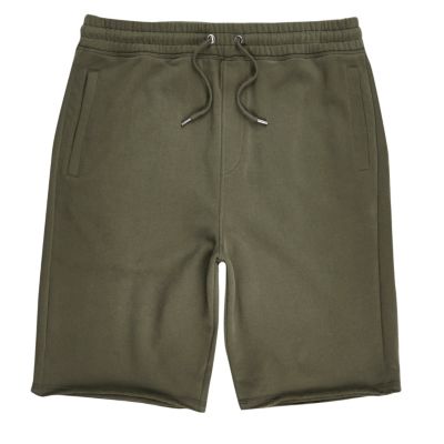Khaki green longer length jogger shorts